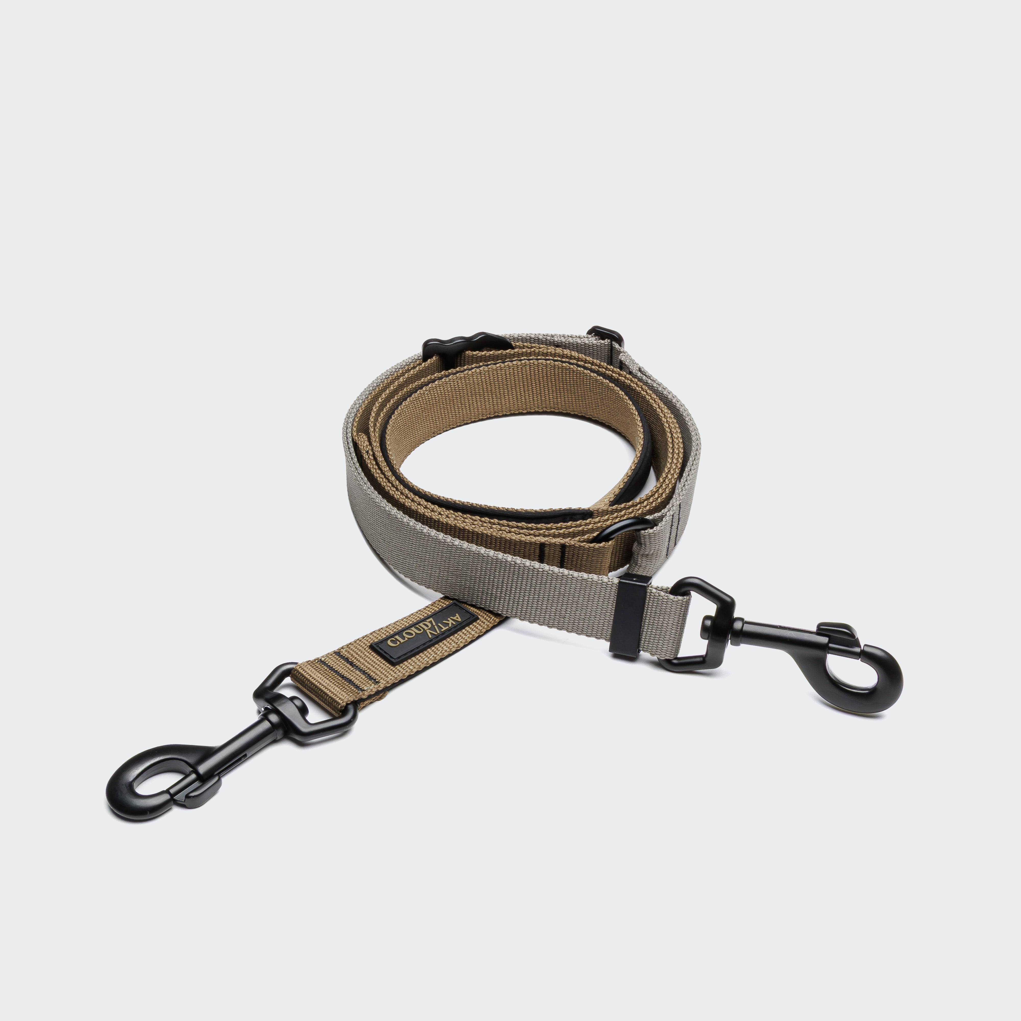 Cloud7 L-1-Hands-Free-Leash AKTIV Khaki / Grey Verstellbare Hundeleine