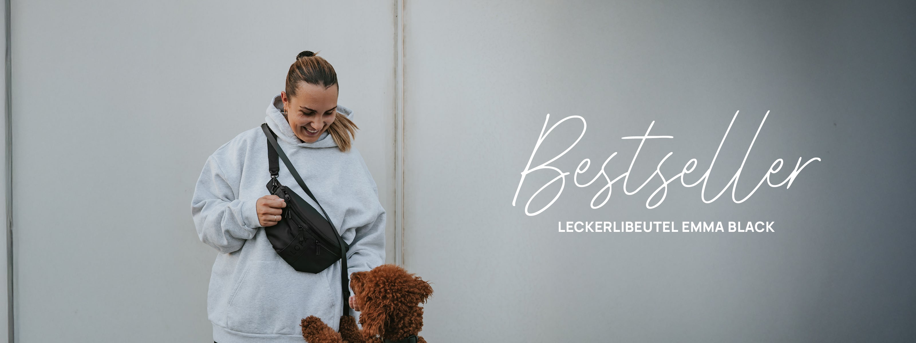 Hunde Leckerlibeutel Schwarz Crossbody Bag Leckerlitasche zum Umhängen