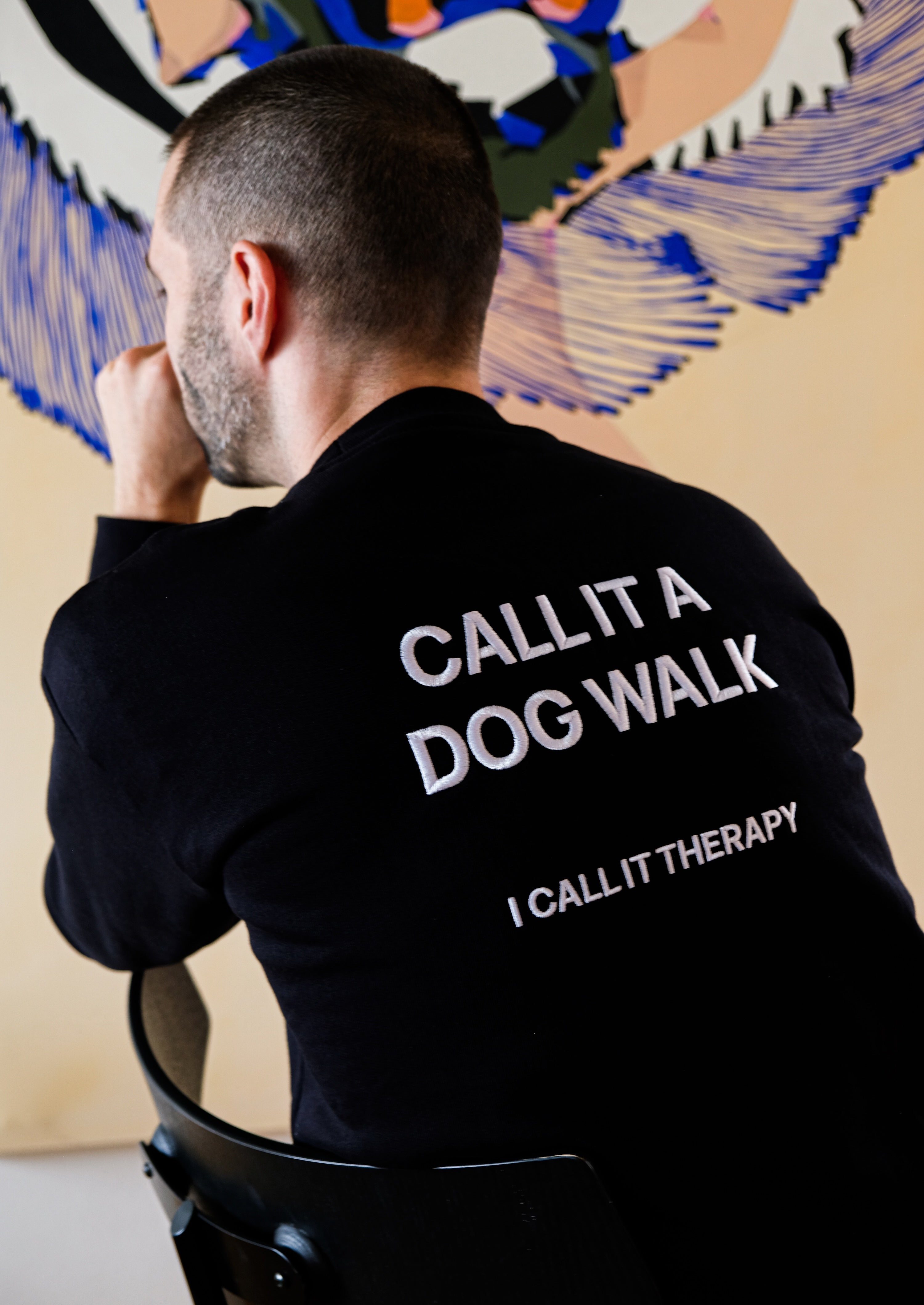 LEVEY PULLOVER BLACK - CALL IT A DOG WALK I CALL IT THERAPY Pullover mit Hund