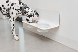 MiaCara Arco Napfhalter Holz Laminat Weiss Porzellan Napfwandhalterung fuer grosse und kleine Hunde