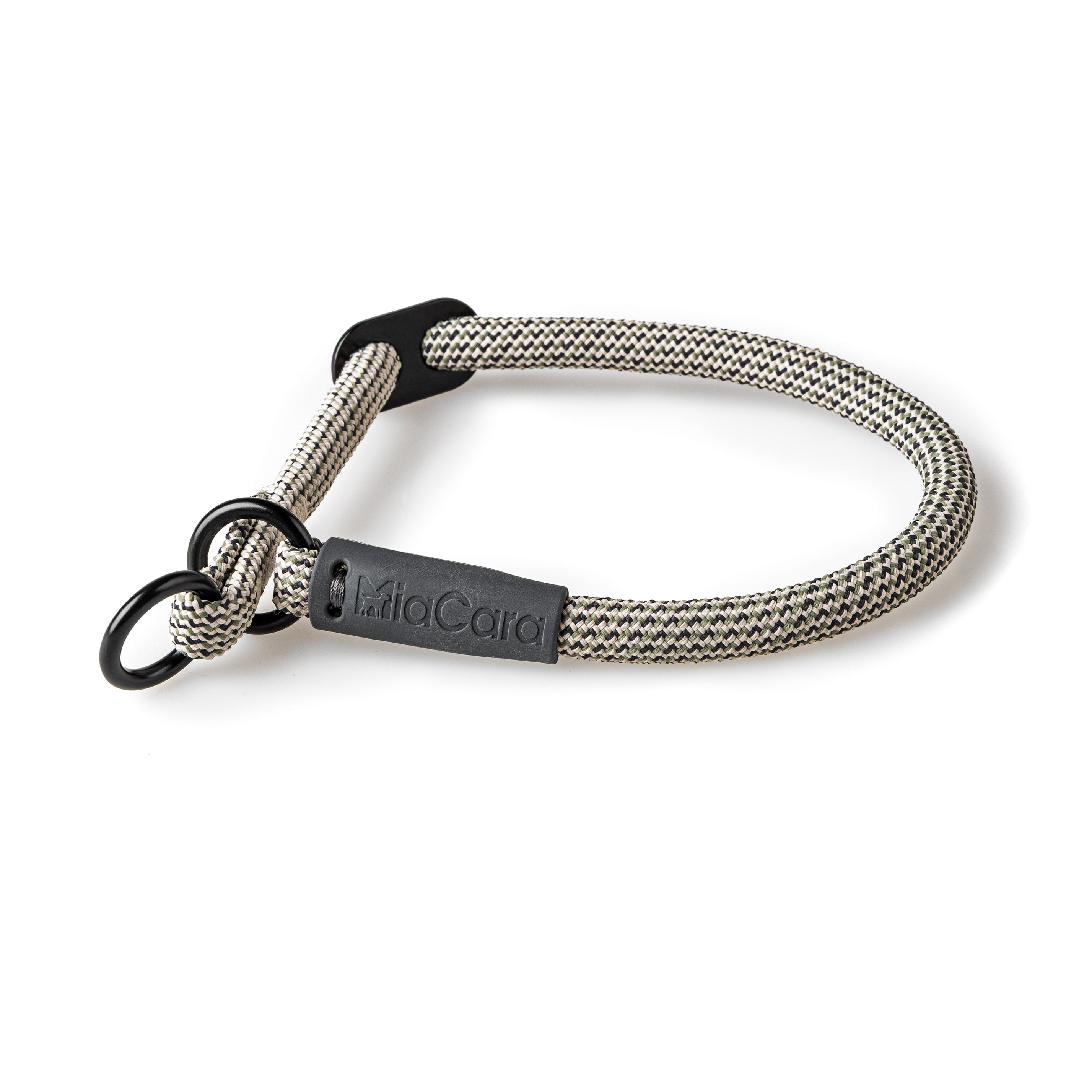 MiaCara Monza Hundehalsband Designer Asphalt Greige Grolive Zugstopp Halsband Hund Gassigehen