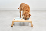 Miacara Desco Napfstaender Holz Esche Natur Porzellan Holznapfstaender fuer kleine und grosse Hunde
