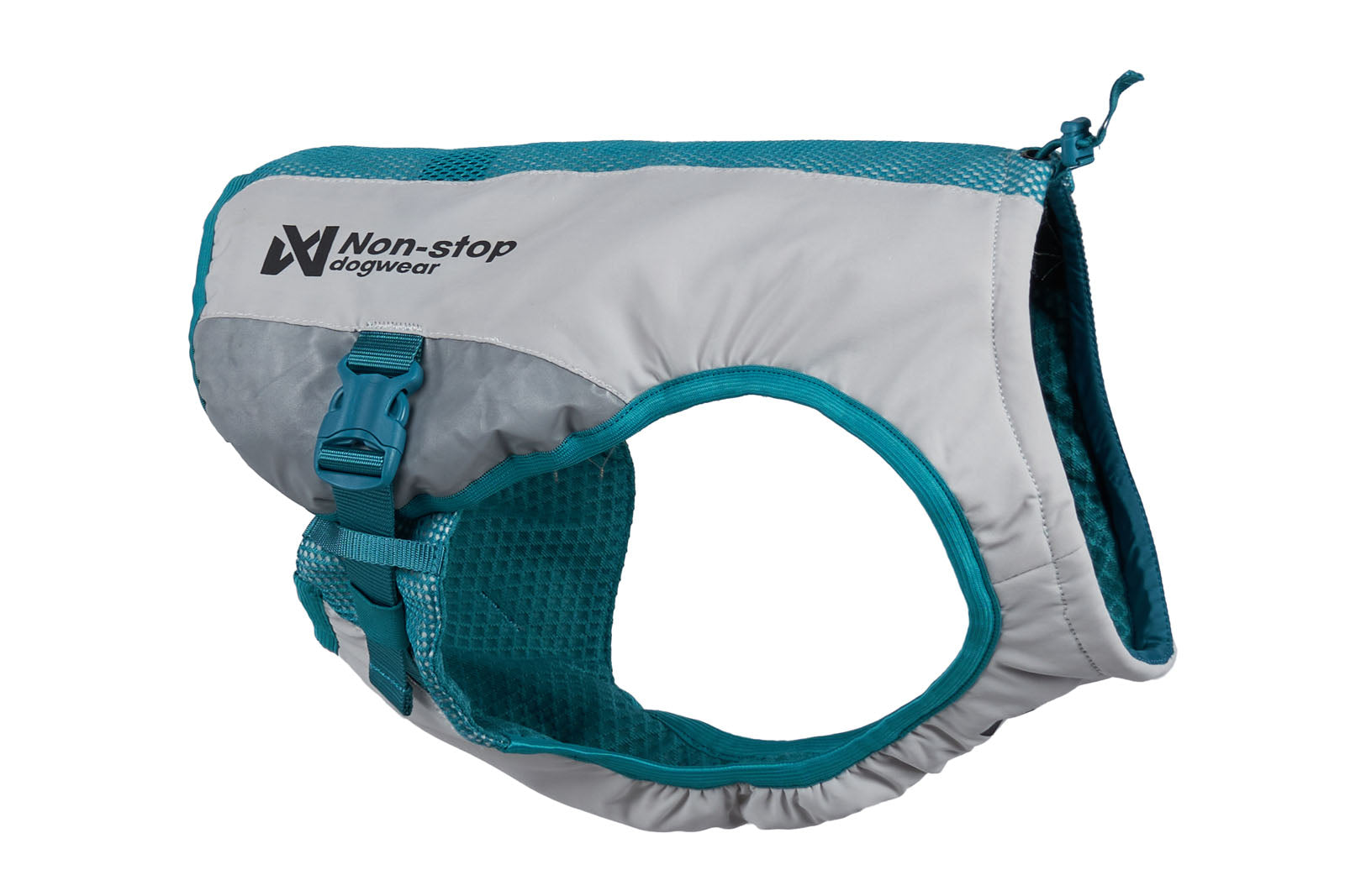 Non-stop dogwear® Cooling Vest Light Gray / Teal Hund kühlen im Sommer Kühlweste für Hunde
