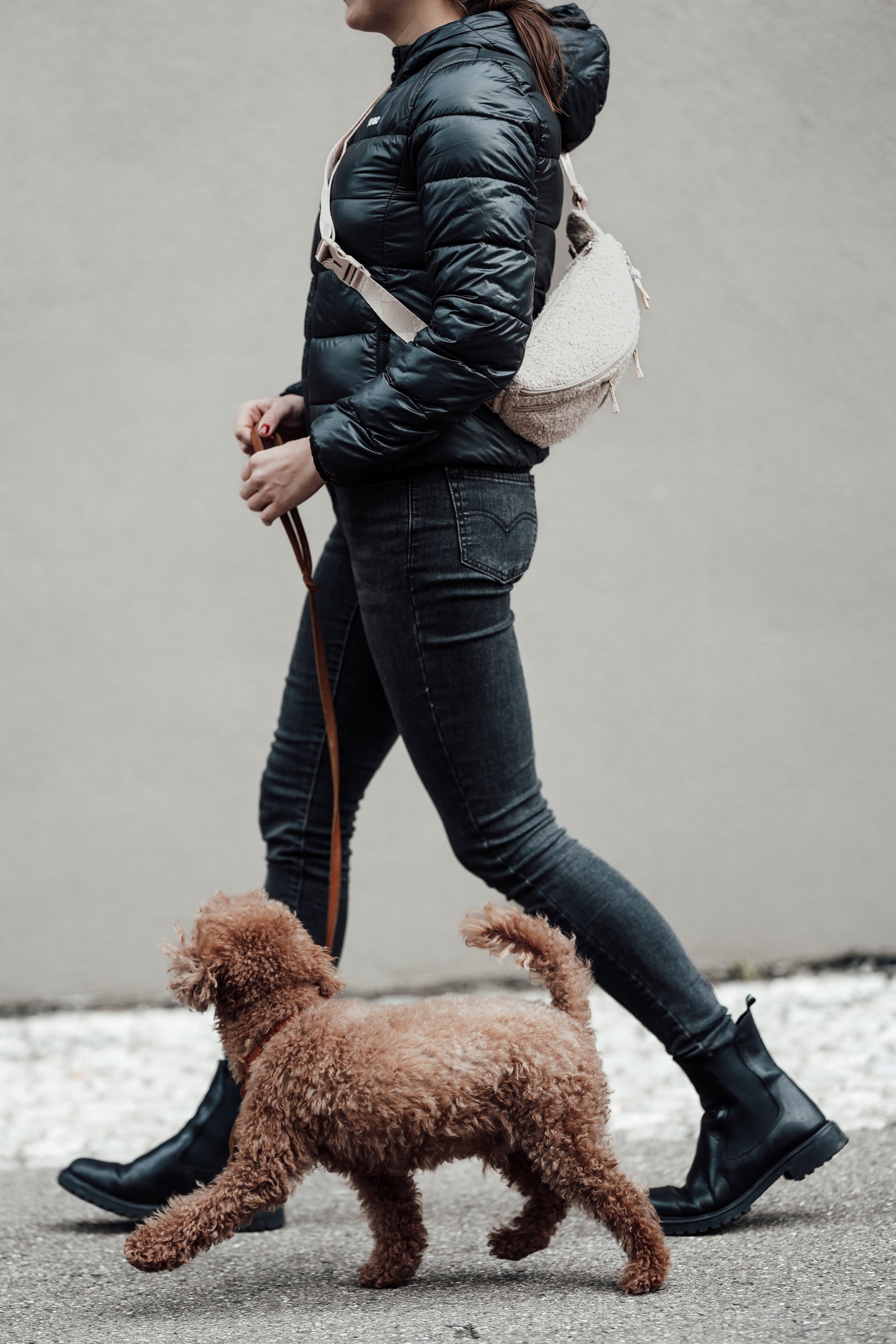 PALOPA Hunde Leckerlibeutel Emma Teddy Fleece Crossbody Bag Gassi waschbar