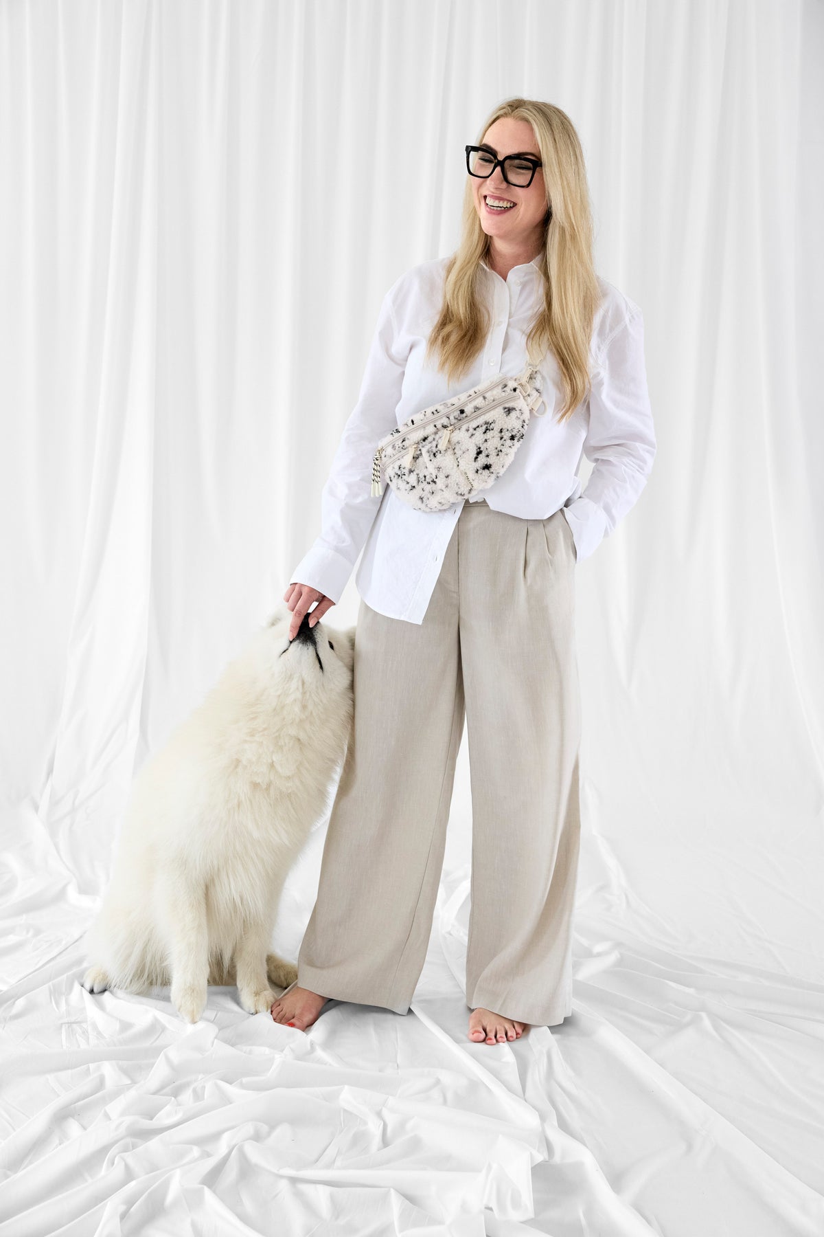 PALOPA Hunde Leckerlibeutel Emma Teddy-Fleece Speckled Creme Leckerlitasche