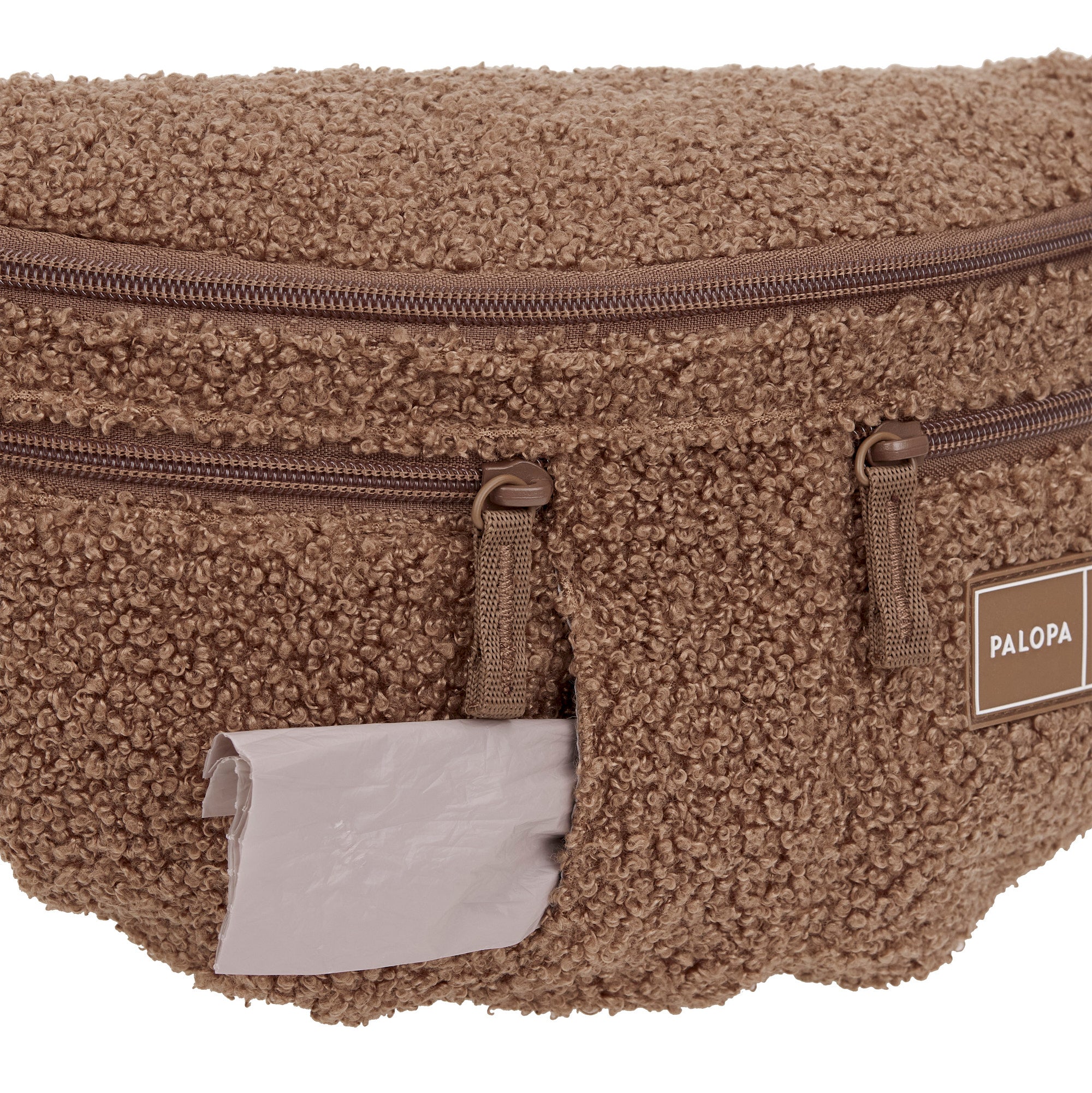 PALOPA Hunde Leckerlibeutel Teddy-Fleece Brown - Limited Edition Bauchtasche zum Umhängen Crossbody Bag Teddy Bouclé