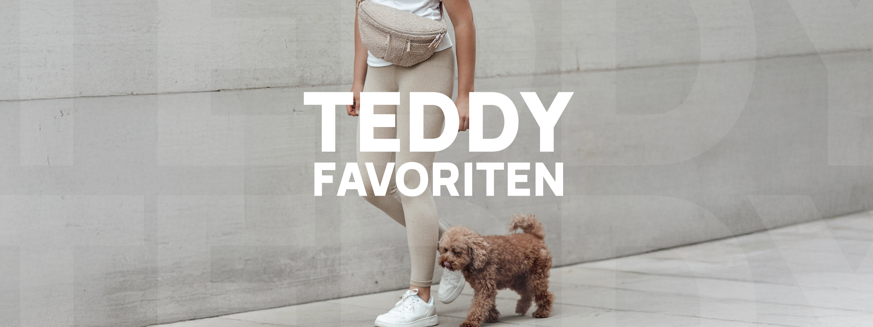 PALOPA LEVEY Gassitasche Emma Hunde Leckerlibeutel Teddy Beige Leckerlitasche Teddyplücsh Gassi Bag Teddy