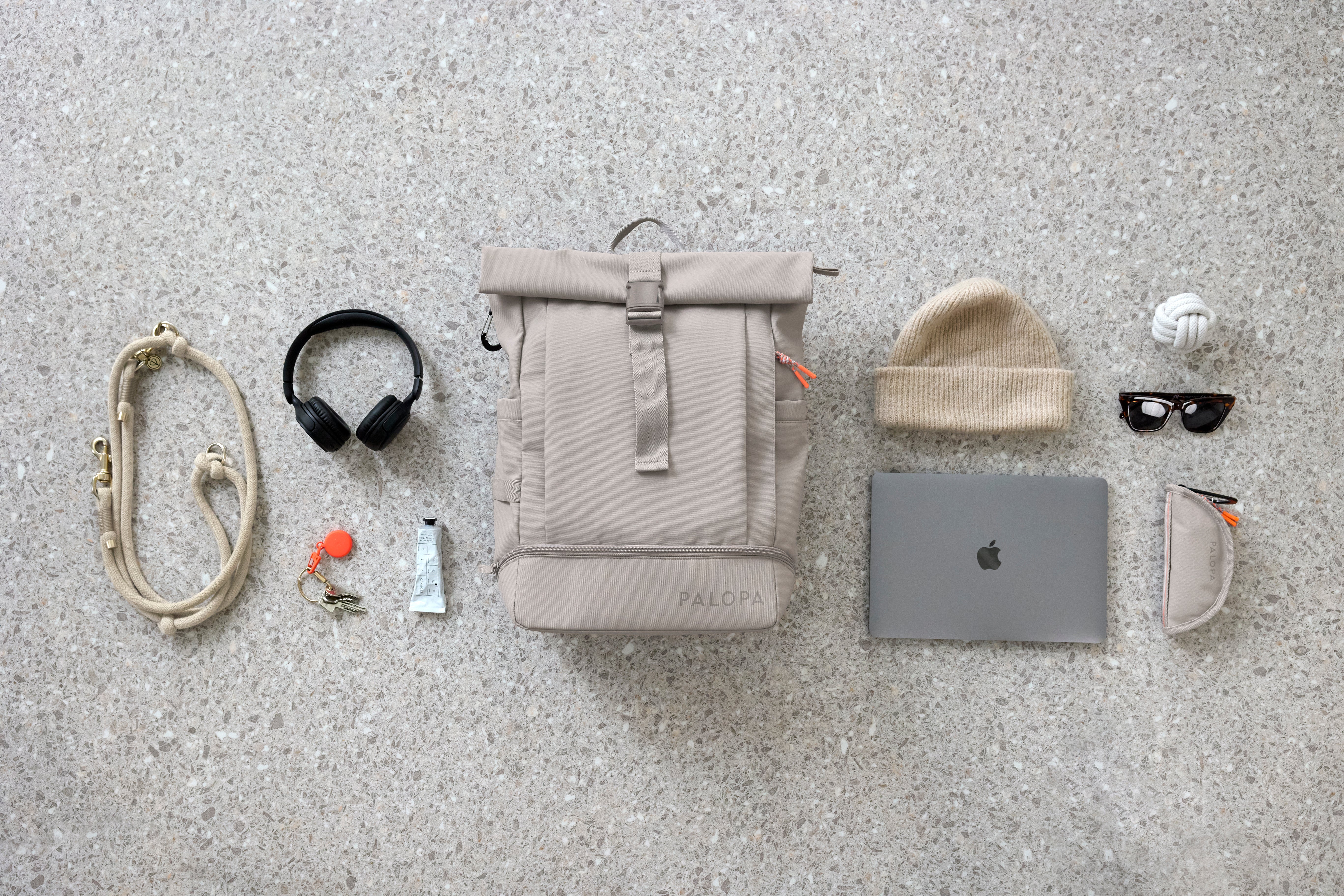 PALOPA Rucksack Rolltop Yoska Taupe Reiserucksack wasserabweisend