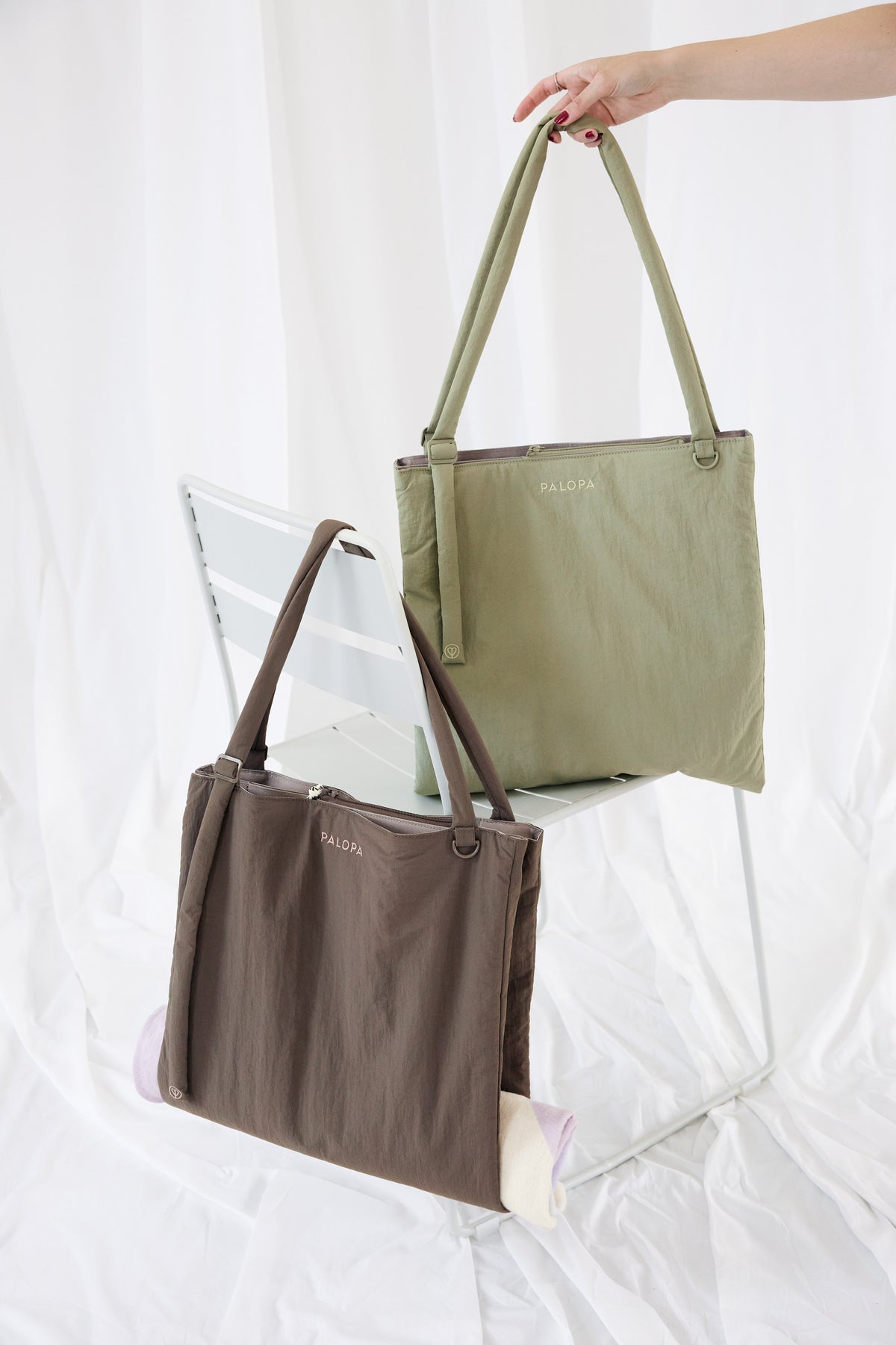 PALOPA Shopper Bag Torbi Crinkled Chocolate Pale Olive Shopper mit Schultergurt