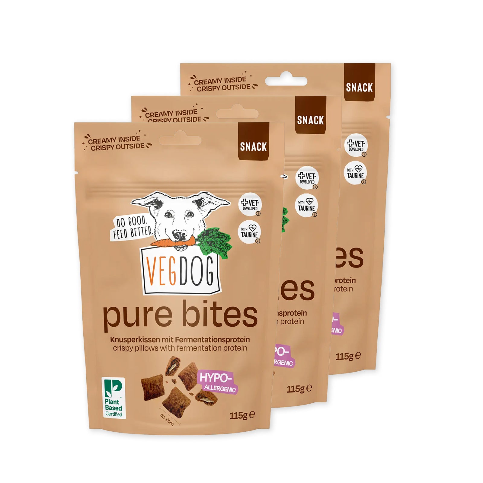 Set 3x VEGDOG Pure Bites Hundesnack vegan Hundeleckerlis vegan Hundesnack gesund 
