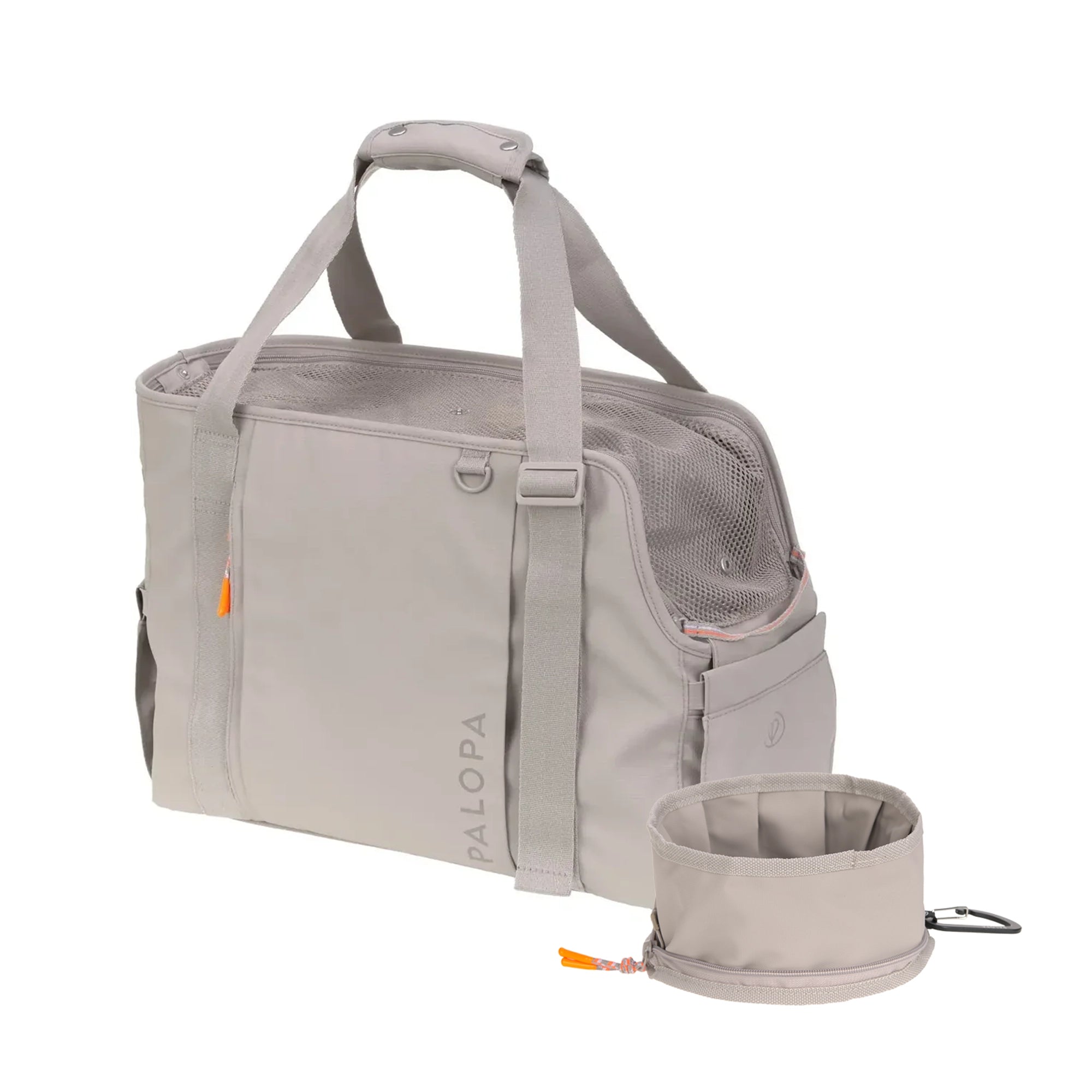 Set PALOPA Hundetragetasche Weda Taupe & Hundereisenapf Tura Taupe