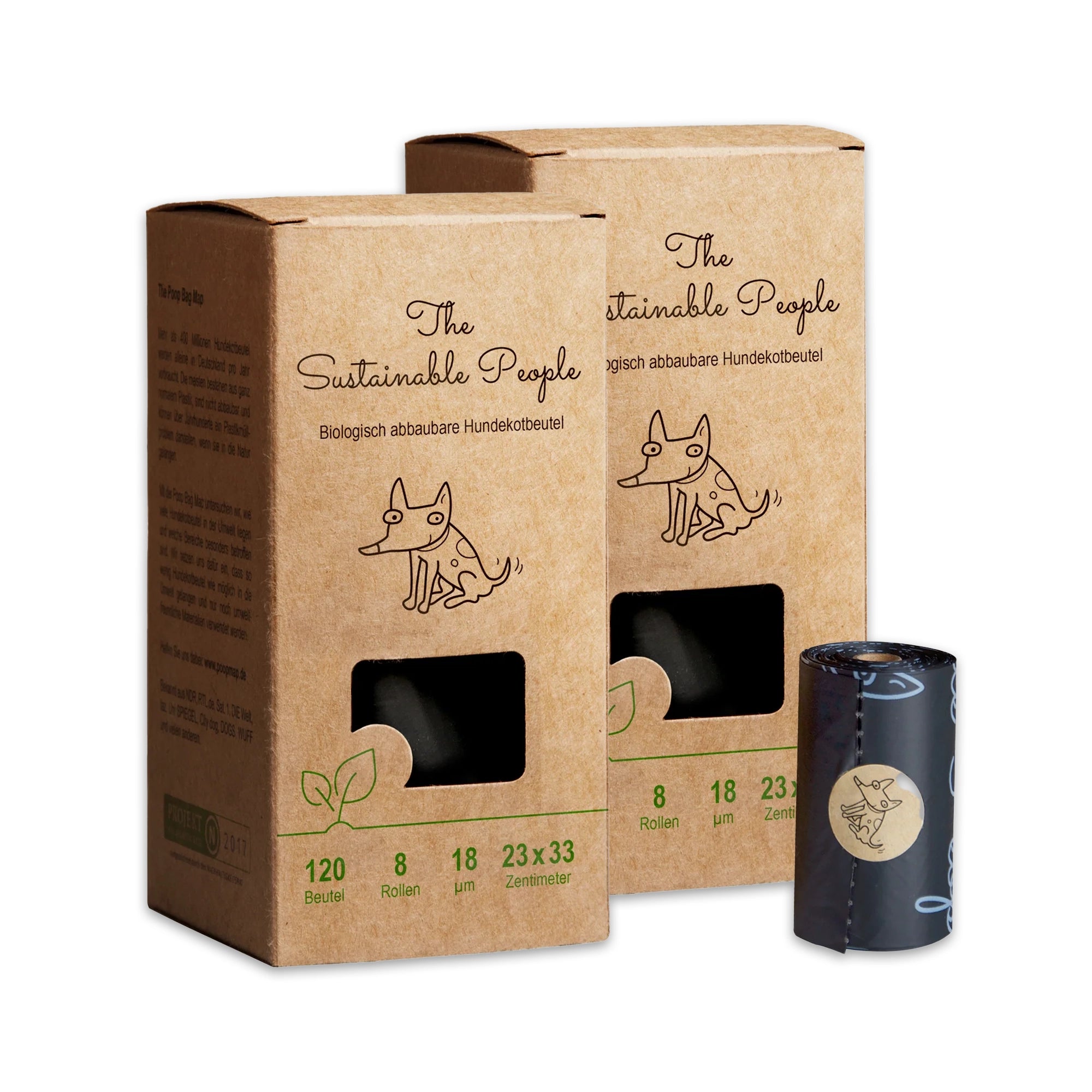 Set THE SUSTAINABLE PEOPLE Biologisch abbaubare Hundekotbeutel Kleinrollen ohne Henkel 