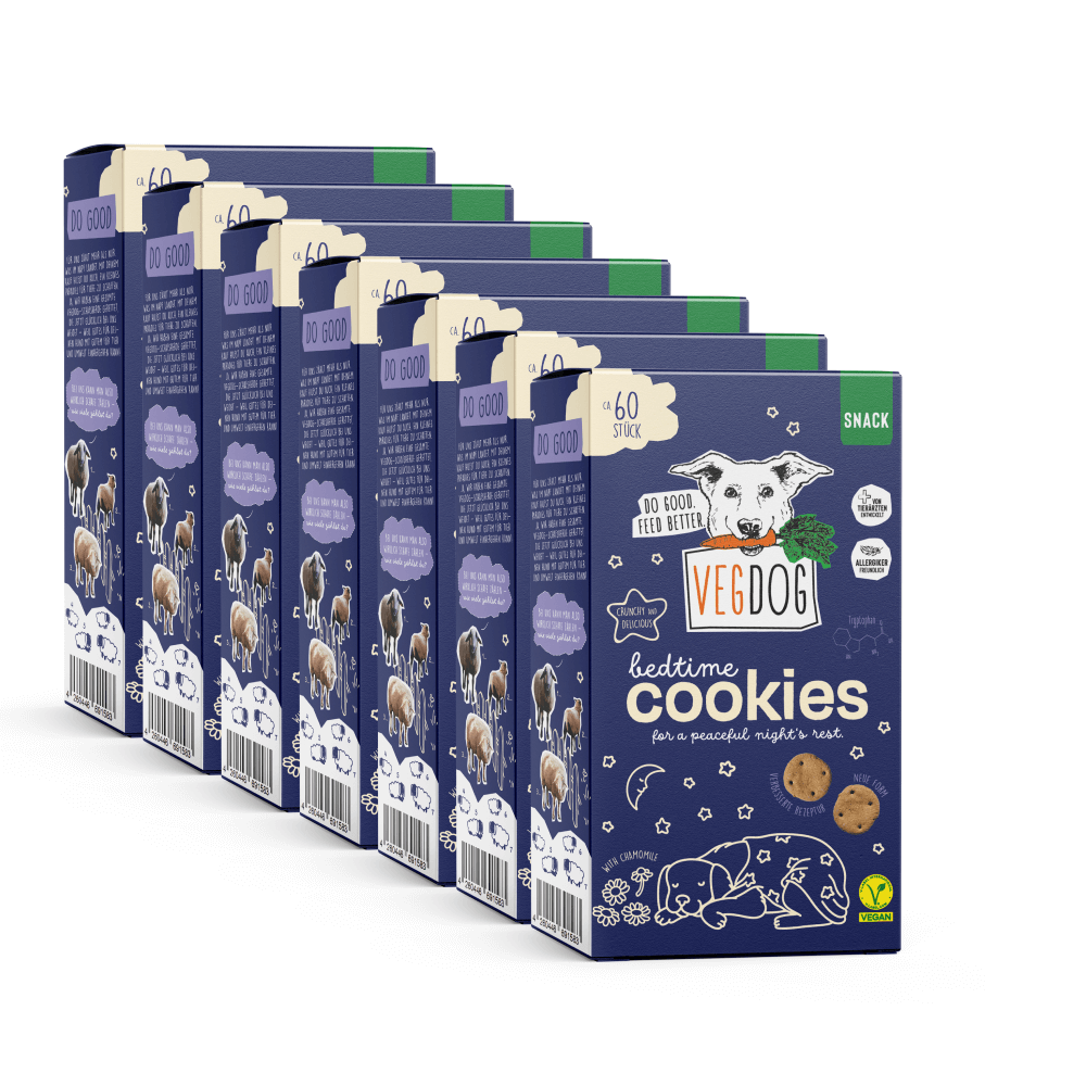 VEGDOG Bedtime Cookies Leckerlis für Hunde vegan Hundesnack vegan Hunde Leckerli Hypoallergen