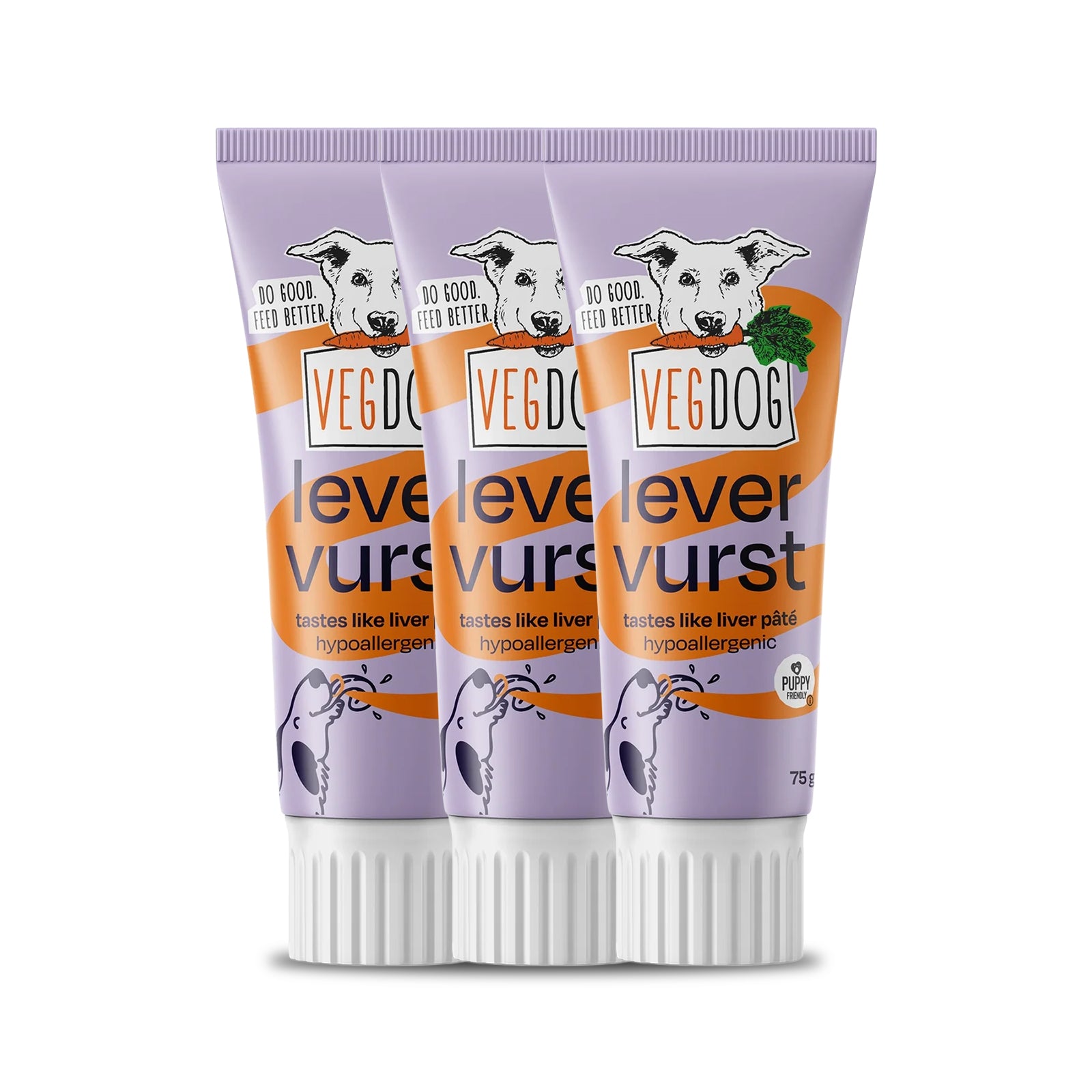 VEGDOG Bundle 3 Levervurst Snack Tube für Hunde hypoallergen