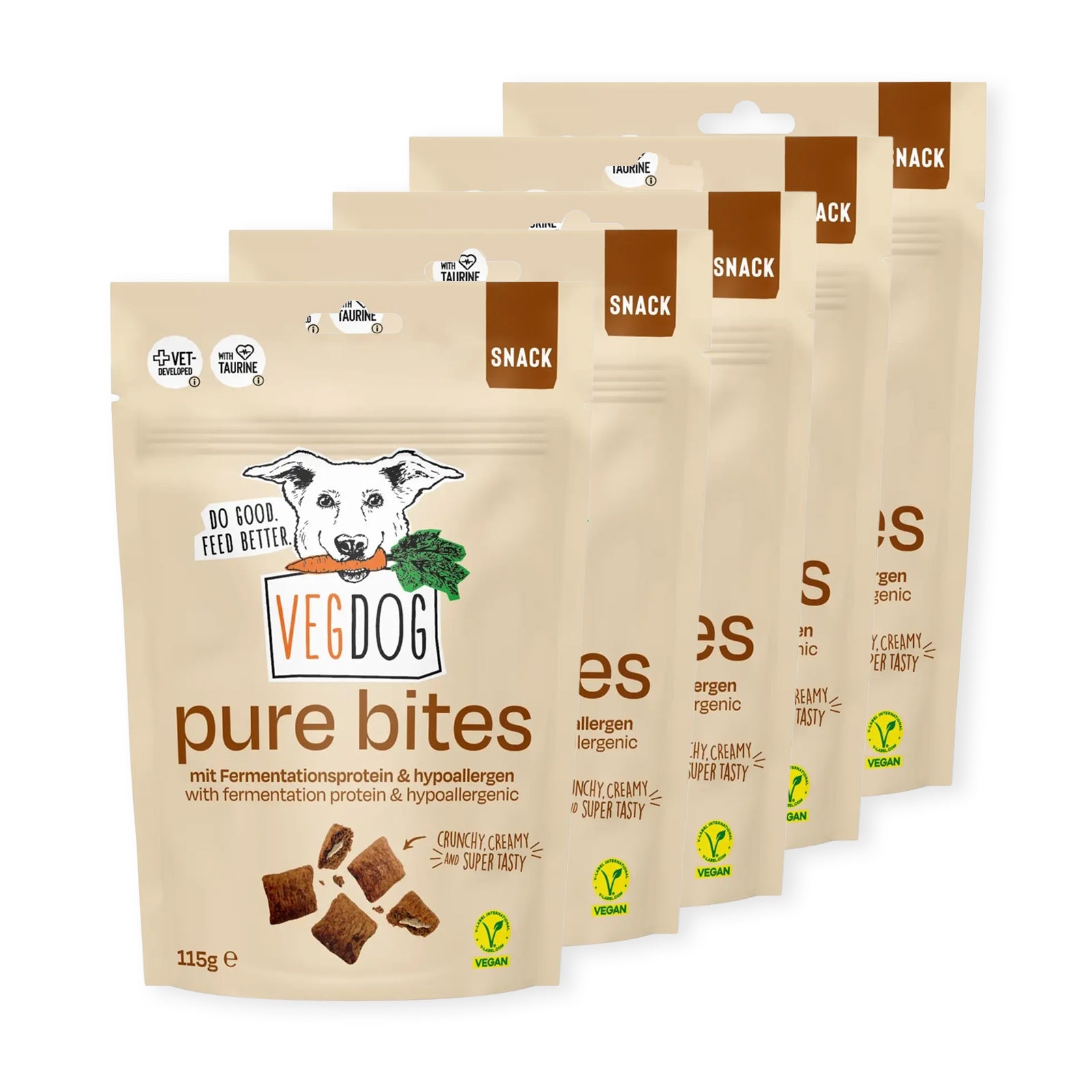 VEGDOG Pure Bites Vegane Hundesnacks Hundeleckerlis hypoallergen Bundle 