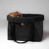 2.8 duepuntootto DOROTHEA Paper Dog Bag Charcoal Bouclé-Wool Hundetragetasche für kleine Hunde