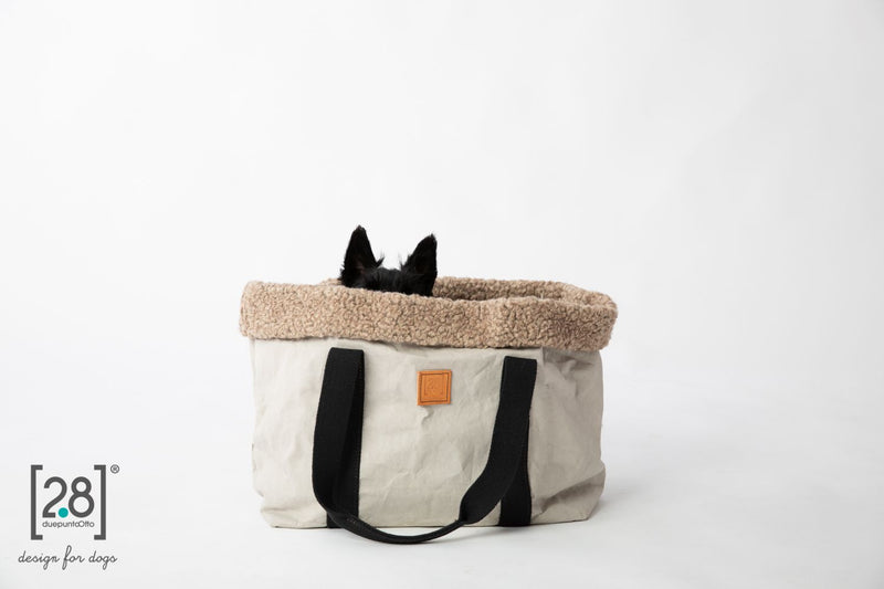2.8 duepuntootto Dorothea Paper Dog Bag Grey Lining Boucle Wool beige Hundetasche
