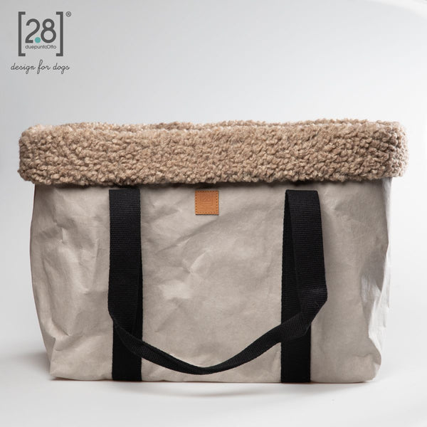 2.8 duepuntootto Dorothea Paper Dog Bag Grey Lining Boucle Wool moderne Hundetasche