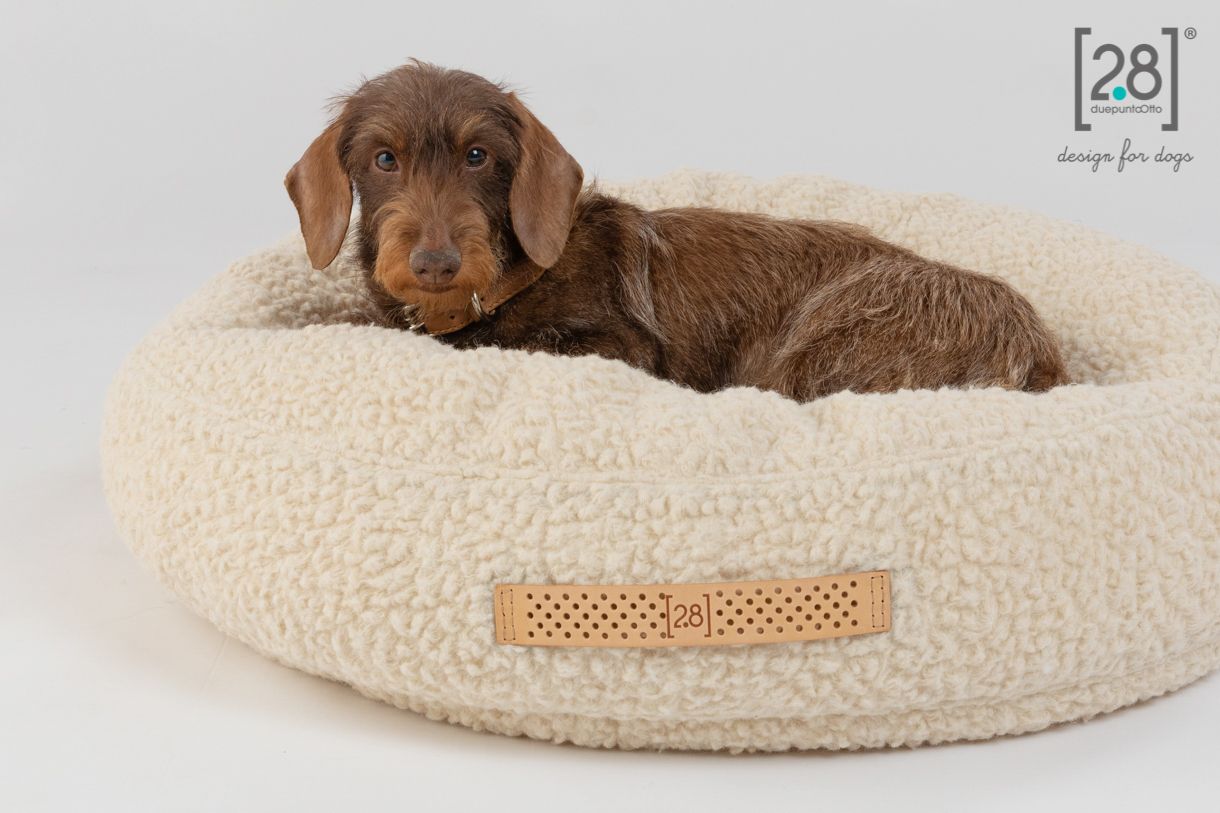 2.8 duepuntootto Fulvio Boucle Wool Dog Cushion Cream Dimension flauschiges Hundebett