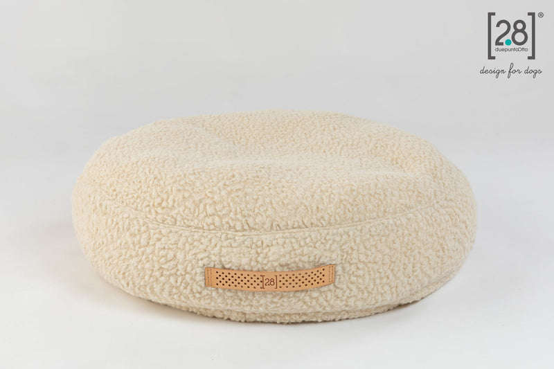 2.8 duepuntootto Fulvio Boucle Wool Dog Cushion Cream Dimension rundes Hundebett
