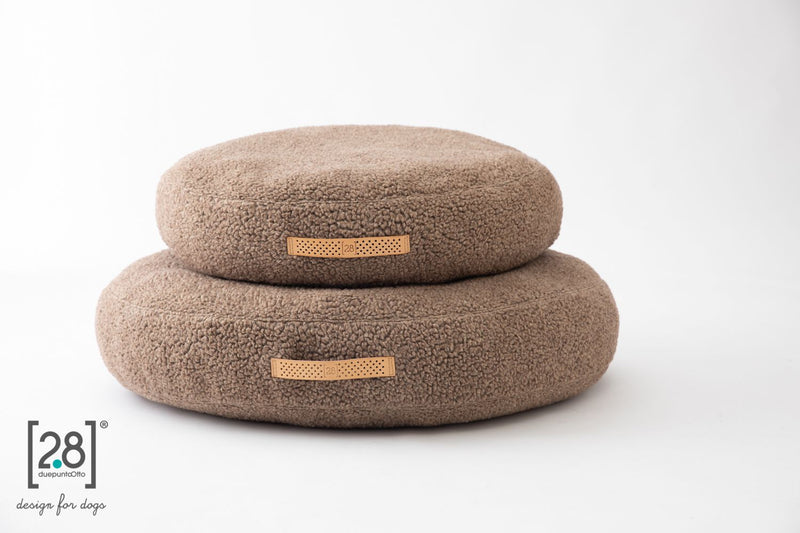 2.8 duepuntootto Fulvio Boucle Wool Dog Cushion Natural Dimension rundes Hundebett fuer Hunde