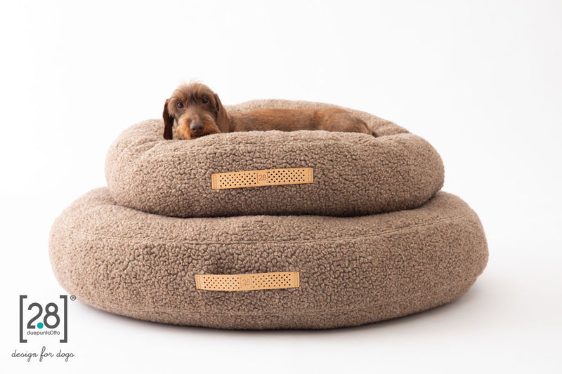     2.8 duepuntootto Fulvio Boucle Wool Dog Cushion Natural Dimension rundes Hundebett fuer kleine Hunde