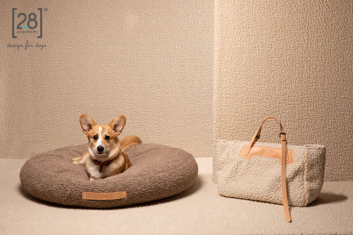     2.8 duepuntootto Fulvio Boucle Wool Dog Cushion Natural Dimension rundes Hundebett fuer kleine Hunde