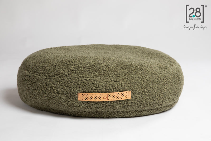     2.8 duepuntootto Fulvio Boucle Wool Dog Cushion Pistachio rundes Hundebett
