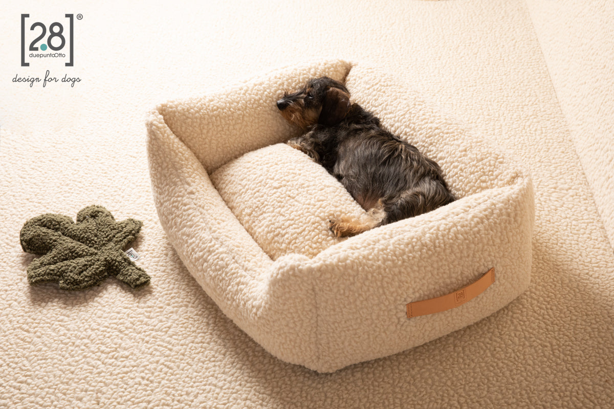 2.8 duepuntootto Henri Boucle Wool Dog Bed Cream kuscheliges Hundebett fuer kleine Hunde