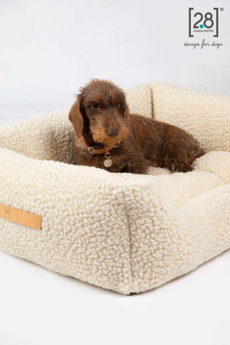 2.8 duepuntootto Henri Boucle Wool Dog Bed Cream modernes Hundebett