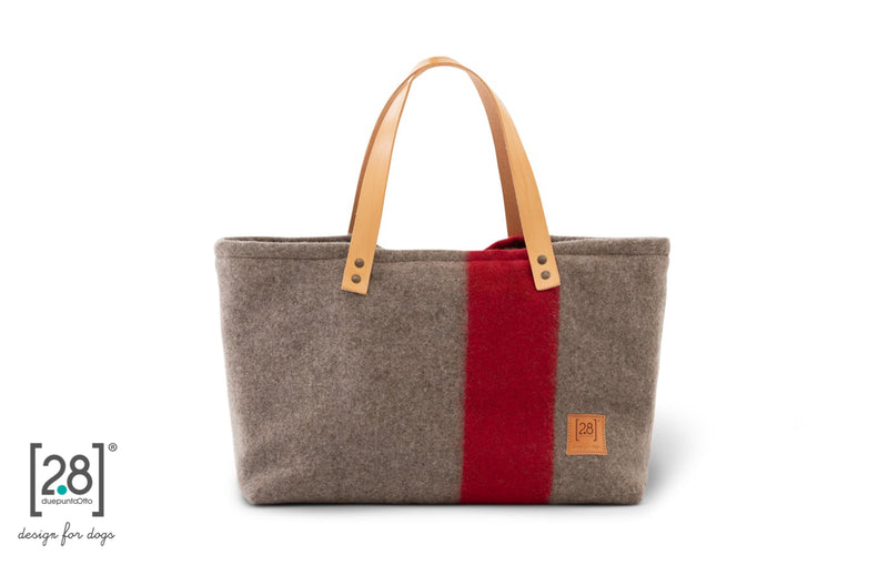 2.8 duepuntootto inge wool dog bag natural red hundetragetasche aus wolle