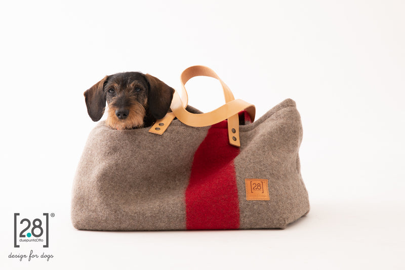 2.8 duepuntootto inge wool dog bag natural red hundetragetasche fuer kleine Hunde