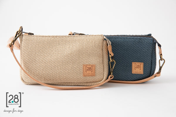 2.8 duepuntootto mini inge jute pochette ecru blue moderne hundehandtasche