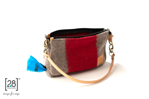 2.8 duepuntootto mini inge wool pochette natural red mini handtasche fuer hundehalter