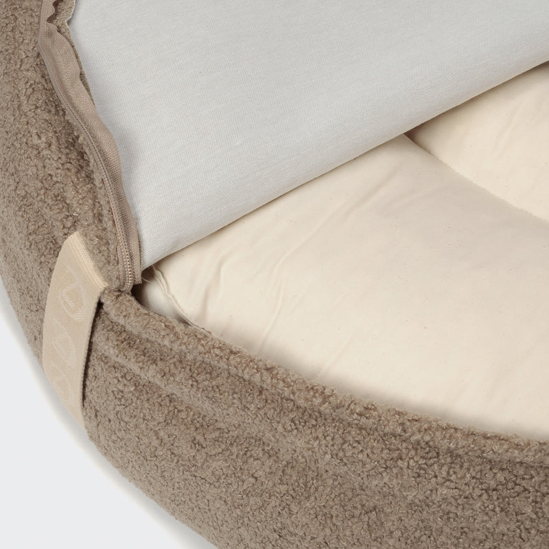 Cloud7 Hundebett Pouf Plüsch Beige Hochwertiges Hundekissen