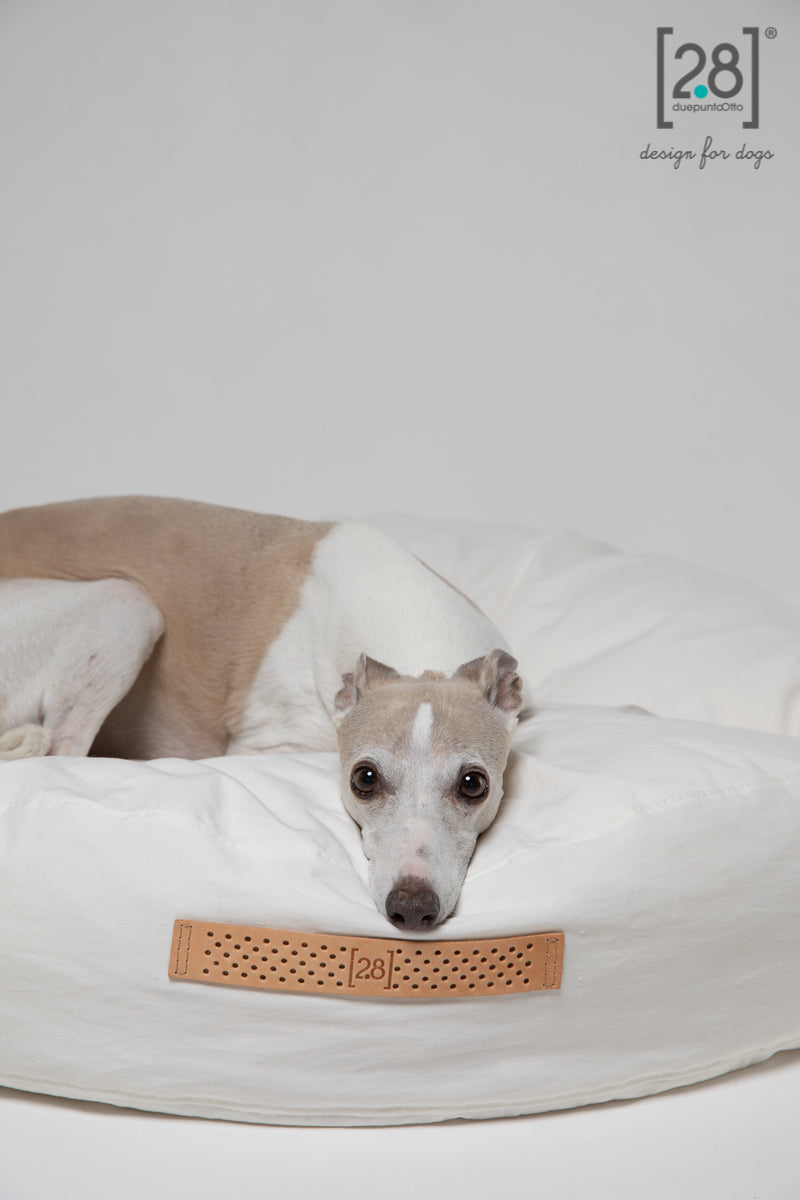 Fulvio Cotton Drill Dog Cushion White Moth helles Hundebett fuer kleine und grosse Hunde