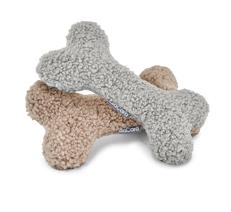 MiaCara Senso Spielknochen Kiesel Greige flauschiges Hundespielzeug