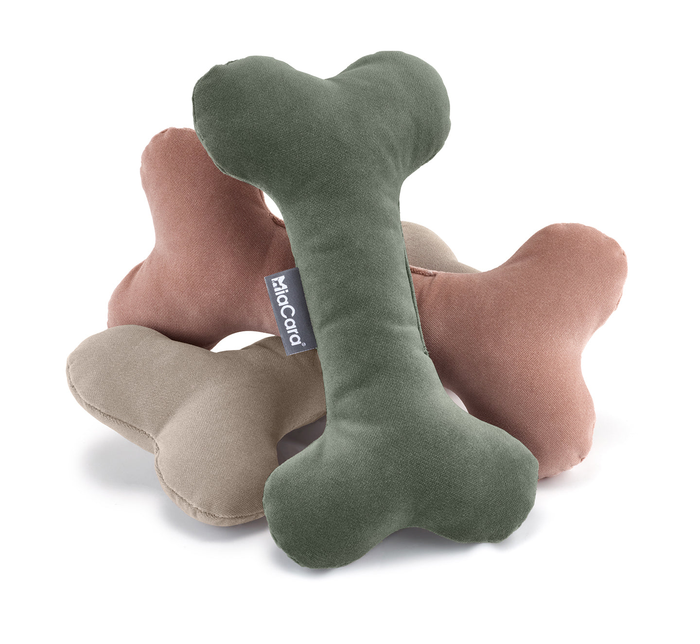      MiaCara Velluto Spielknochen Nude Greige Salbei weiches Hundespielzeug
